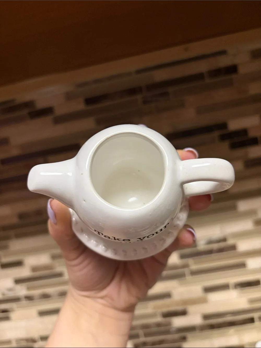 MudPie Ceramic Mini Teapot with Saucer Toothpick Holder or Trinket Dish - Picture 2 of 4